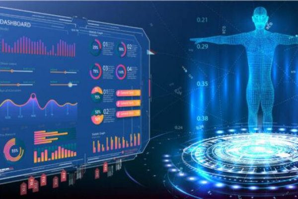 HUD, GUI, UI, dashboard element ui medical examination. Display set of virtual interface elements. Modern medical examination style. Body hologram. Data monitors, statistics and diagrams, infographic